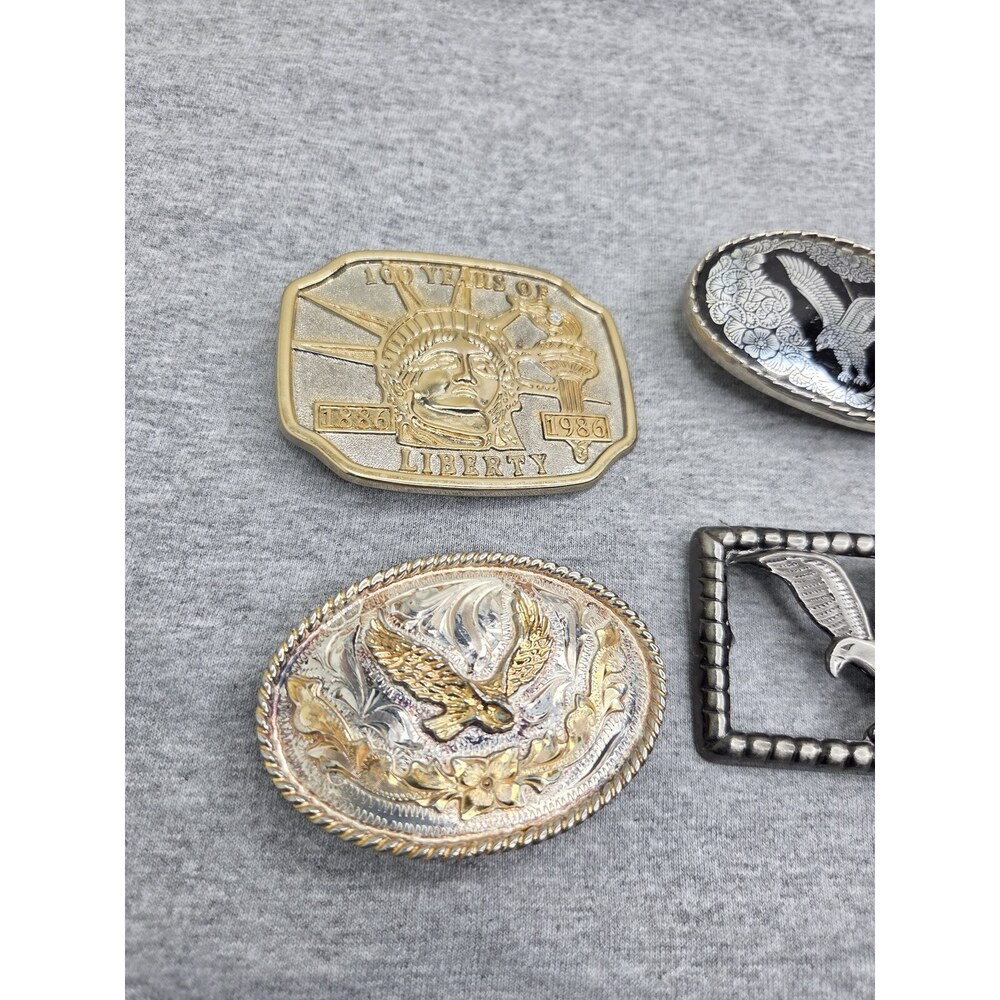 Lot of 4 American Eagle Liberty Alpaca Mexico Sturdy Belt Buckles - Picture 3 of 12